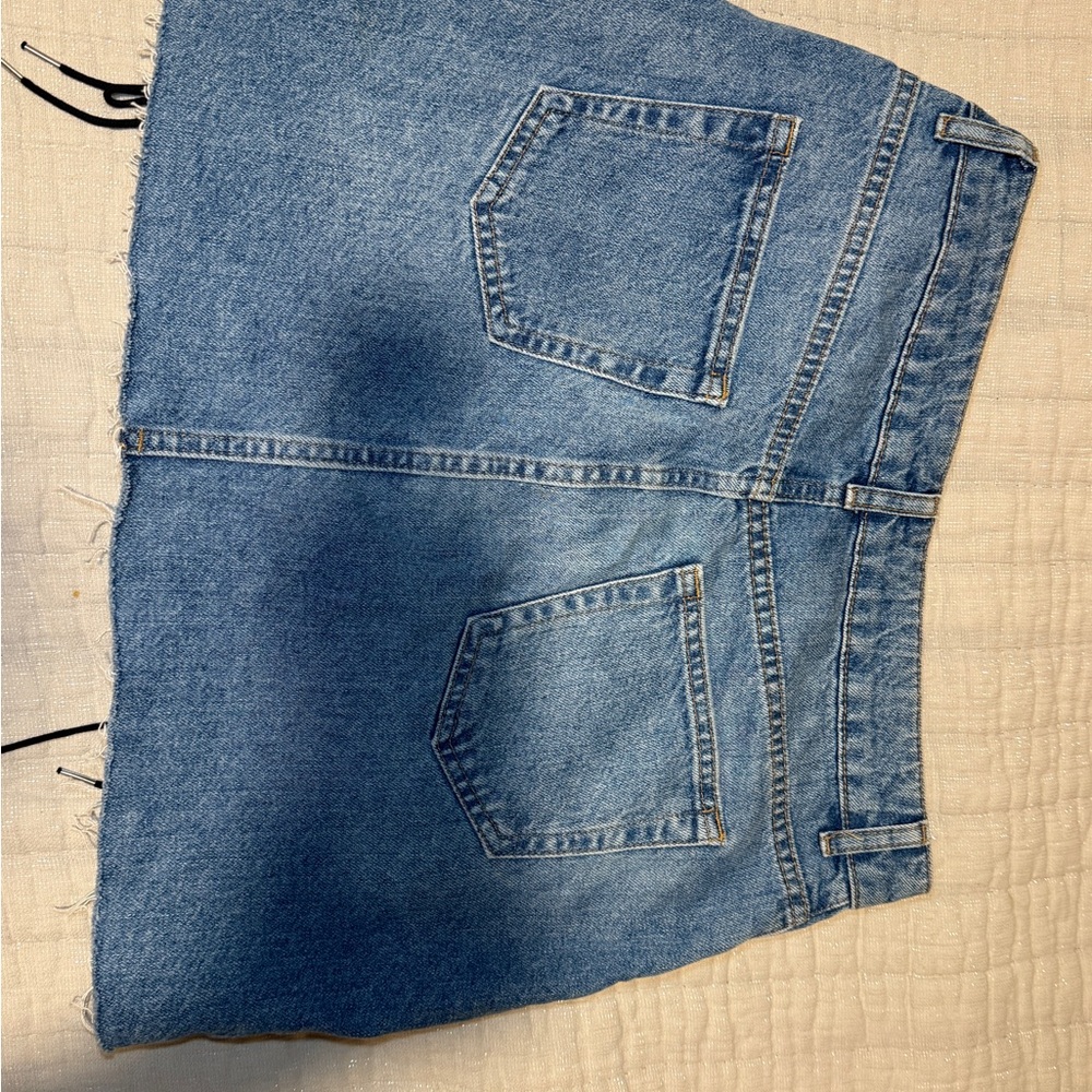 Topshop Blue Lace-Up Jean Shorts - Picture 8 of 8